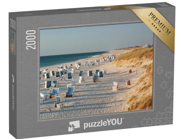 Puzzle 2000 Teile „Strand mit Strandkörben im Abendlicht bei Kampen auf Sylt“