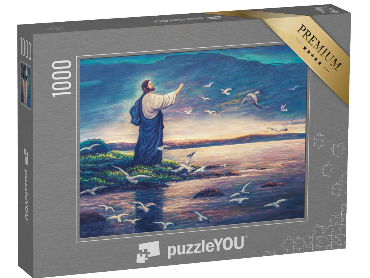 Puzzle 1000 Teile „Ölgemälde: Jesus am Meer“