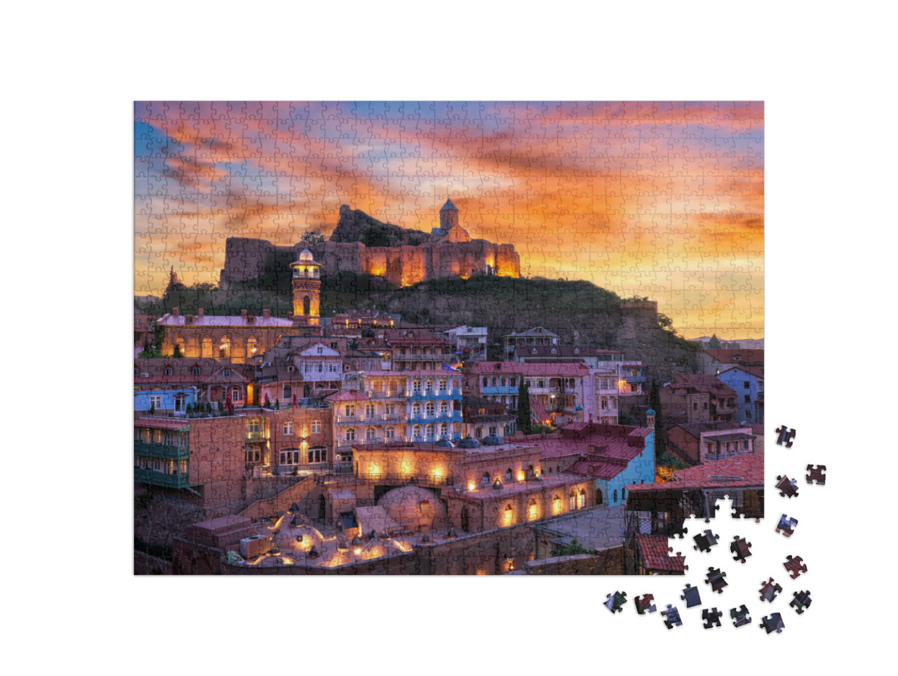 Puzzle 1000 Teile „Tblisi im glühenden Sonnenuntergang, Georgien“