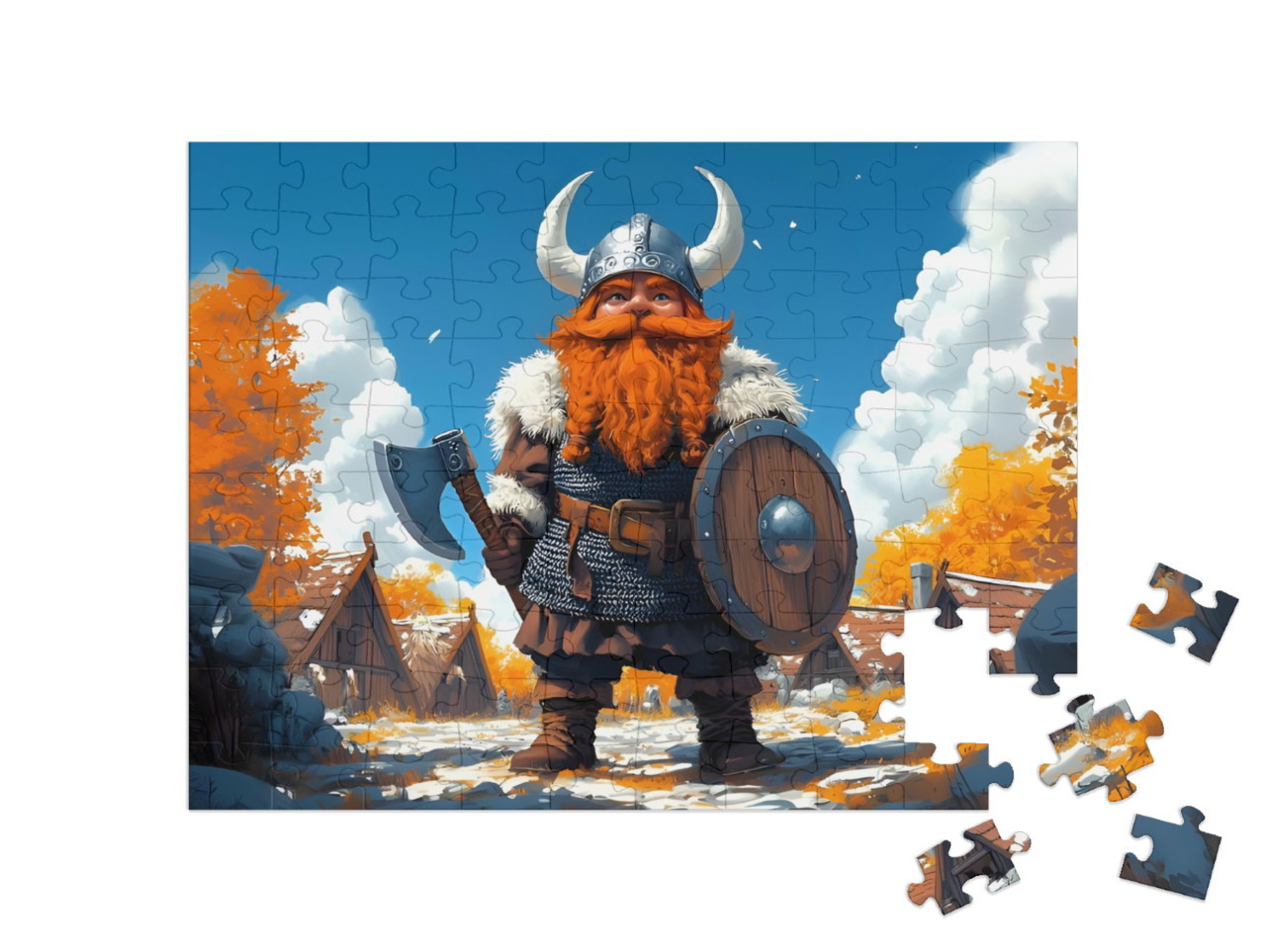 Puzzle 100 Teile „Ragnar Rotbart der Wikingerkrieger“