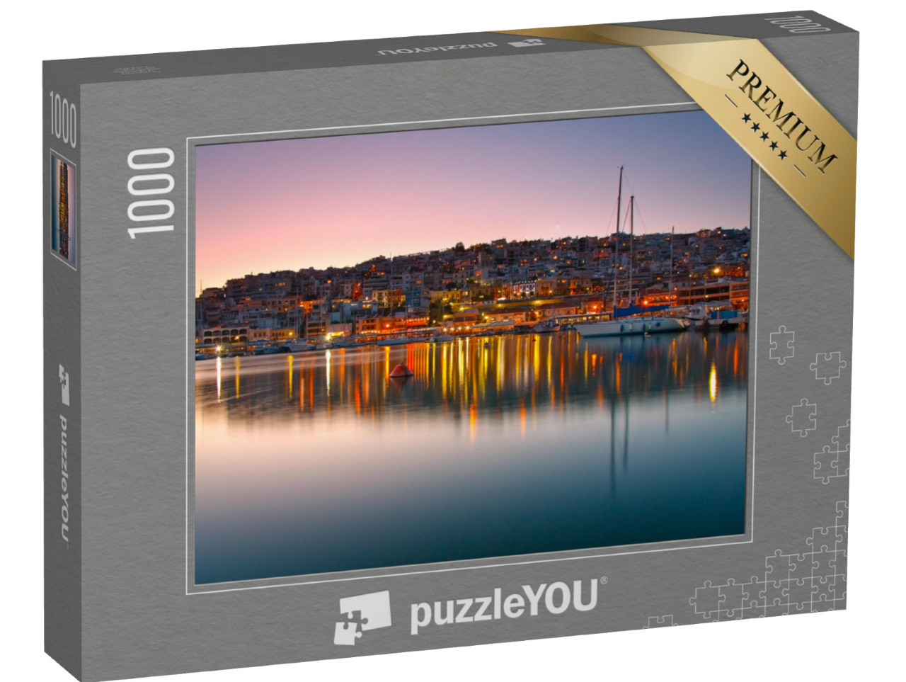 Puzzle 1000 Teile „Abendliche Szenerie im Mikrolimano Yachthafen, Athen, Griechenland“