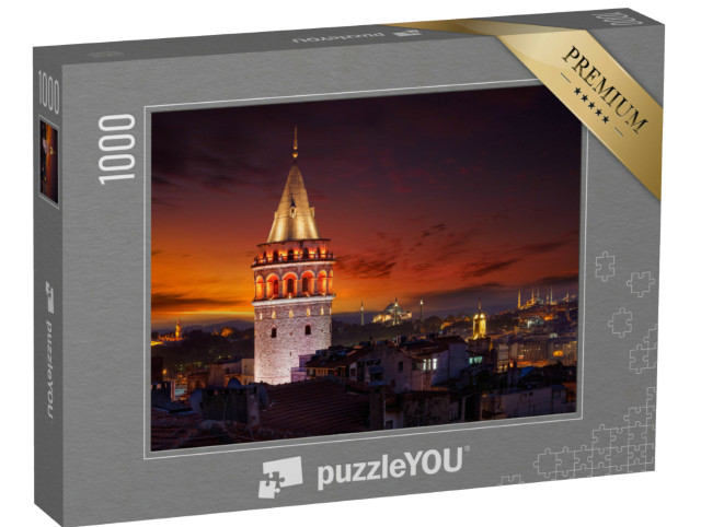 Puzzle 1000 Teile „Abendlich erleuchteter Galata-Turm, Istanbul, Türki“