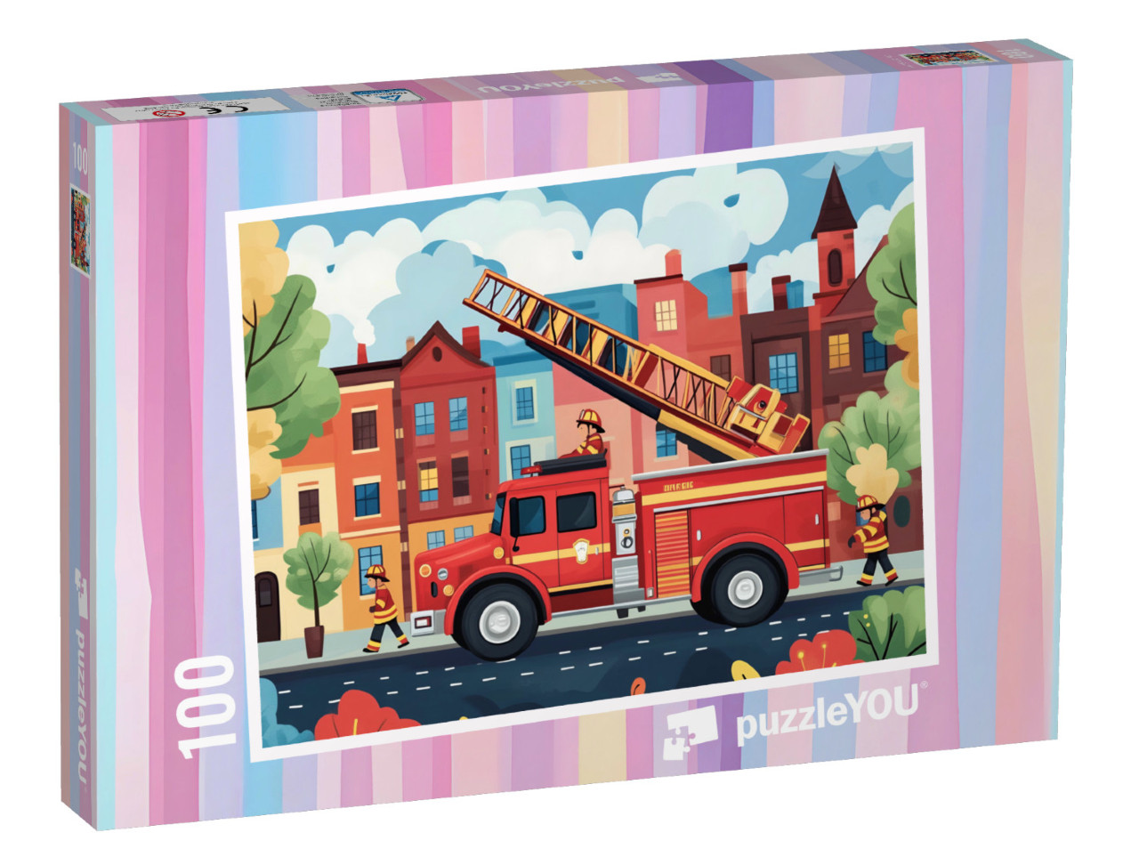 Puzzle 100 Teile „Feuerwehreinsatz für die Drehleiter“