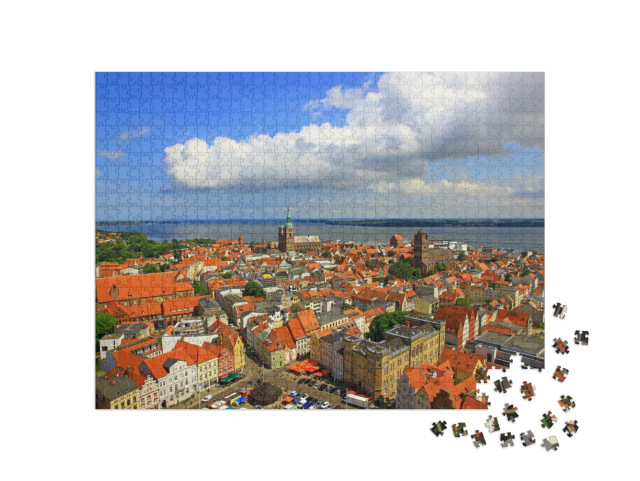 Puzzle 1000 Teile „Panorama von Stralsund aus der Luft, Mecklenburg-Vorpommern, Deutschland“