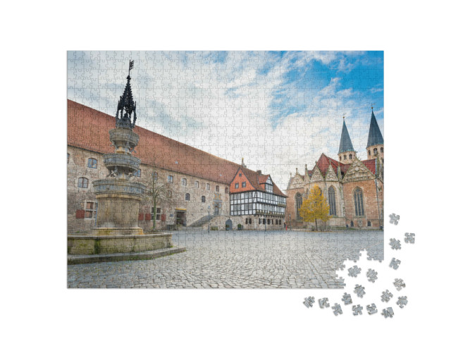 Puzzle 1000 Teile „Brunnen im mittelalterlichen Braunschweig, Deutschland“