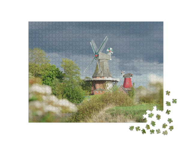 Puzzle 1000 Teile „Windmühle in Greetsiel, Norddeutschland“