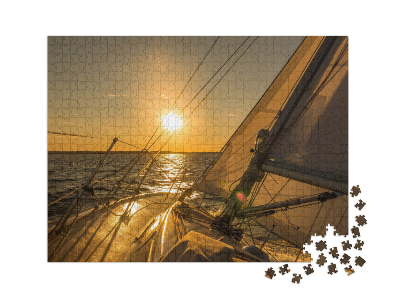Puzzle 1000 Teile XXL „Segelboot im Sonnenuntergang“