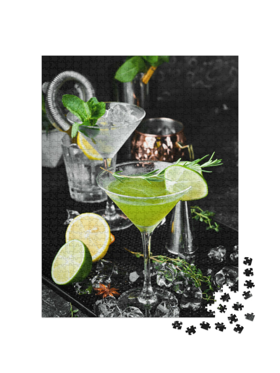 Puzzle 1000 Teile „Erfrischender Cocktail mit Limette und Rosmarin“