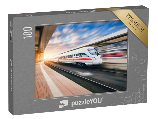 Puzzle 100 Teile „ICE bei der Durchfahrt durch den Bahnhof“