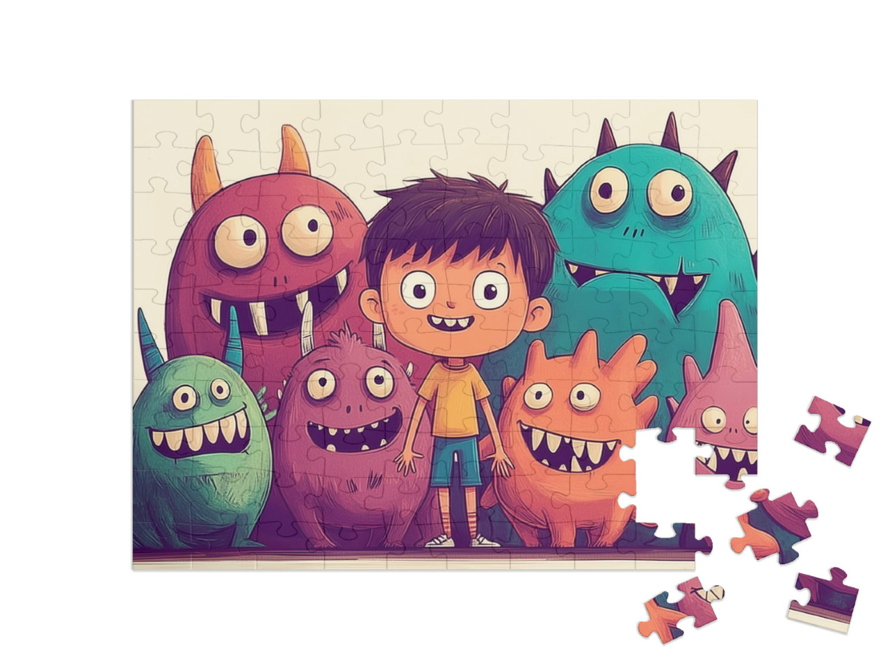 Puzzle 100 Teile „Wer hat die gruseligsten Monsterzähne?“