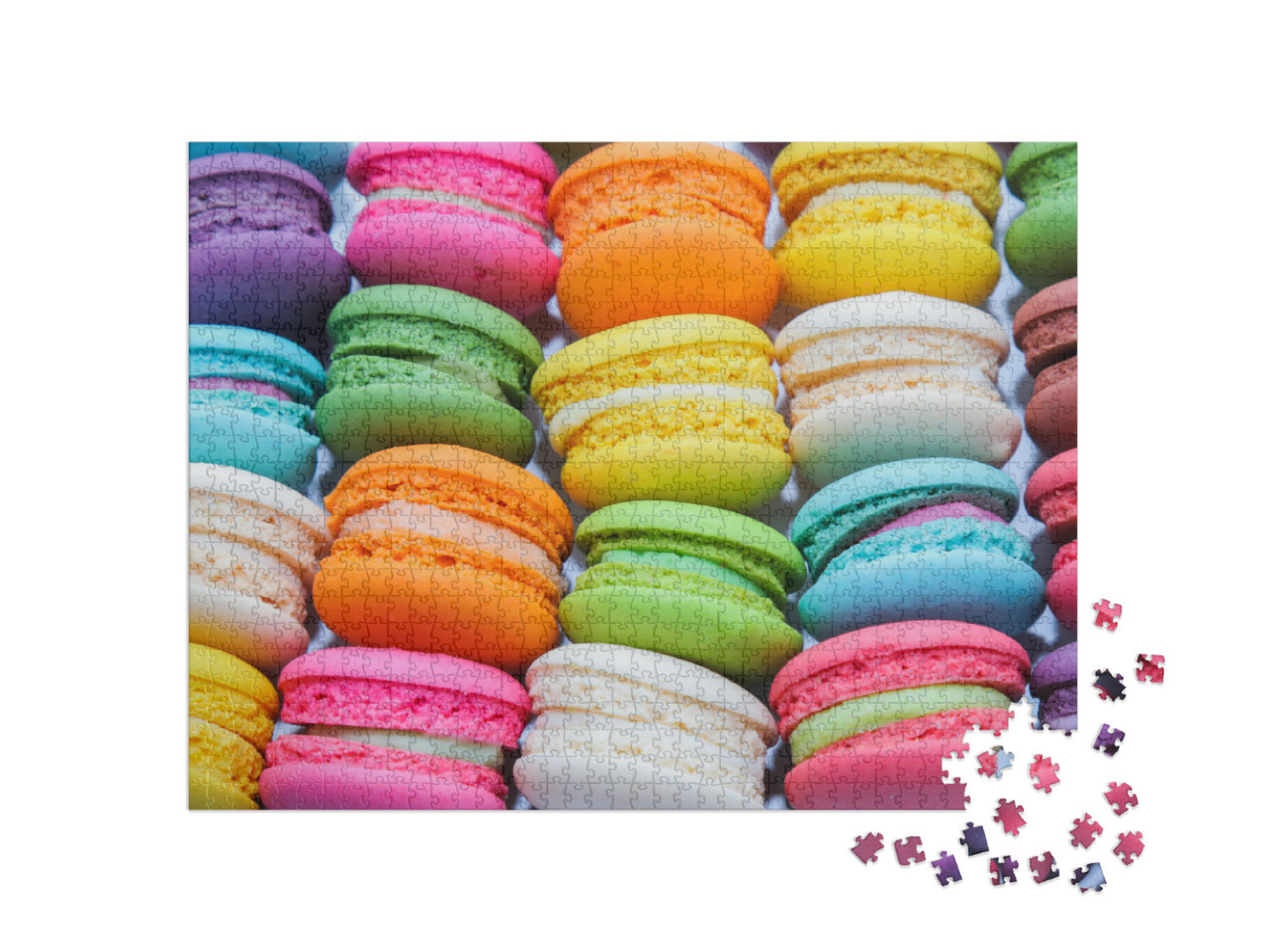 Puzzle 1000 Teile „Pastellfarbene Verführung: Französische Macarons“