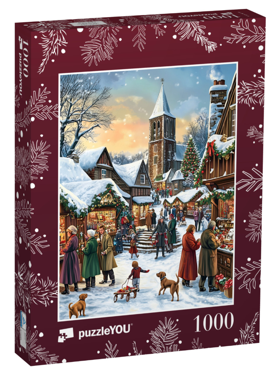 Puzzle 1000 Teile „Festlicher Weihnachtsmarkt in einem Dorf“