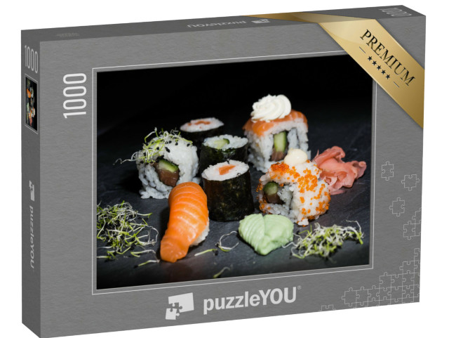 Puzzle 1000 Teile „Japanisches Sushi: Maki, Nigiri und Inside-Outside-Rollen“