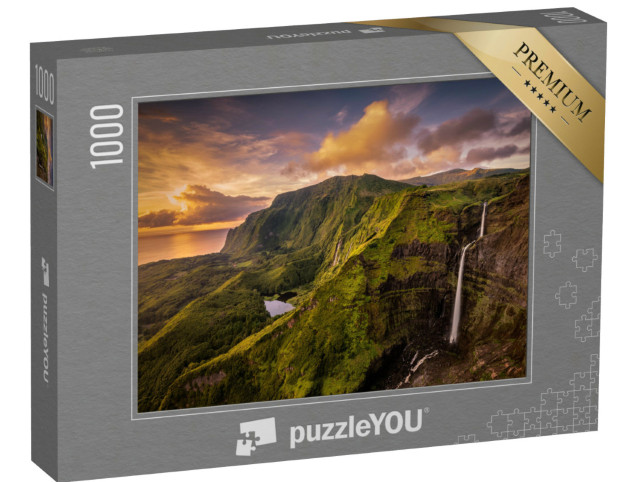 Puzzle 1000 Teile „Wasserfall auf der Insel Flores, Azoren, Portugal“