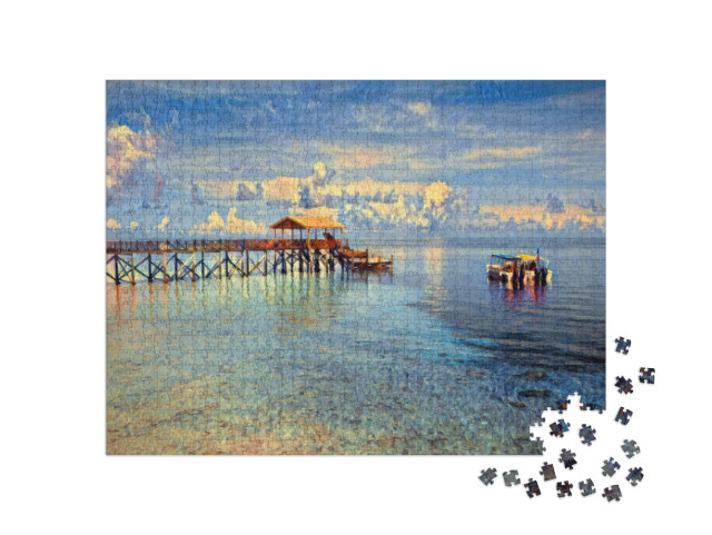 Puzzle 1000 Teile „im Stil von Paul-Cezanne - Pulau Sipadan Insel in Sabah - Puzzle-Kollektion Künstler & Gemälde“