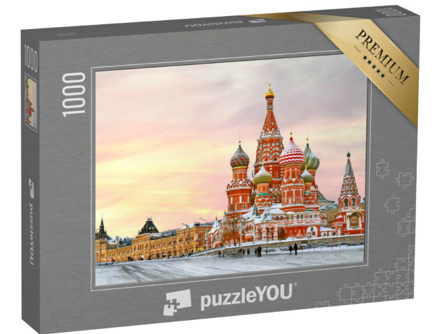 Puzzle 1000 Teile „Moskau im Winter: Roter Platz mit Blick auf die Basilius-Kathedrale“