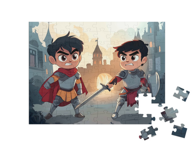 Puzzle 100 Teile „Das magische Schwert der Ritter-Brüder“