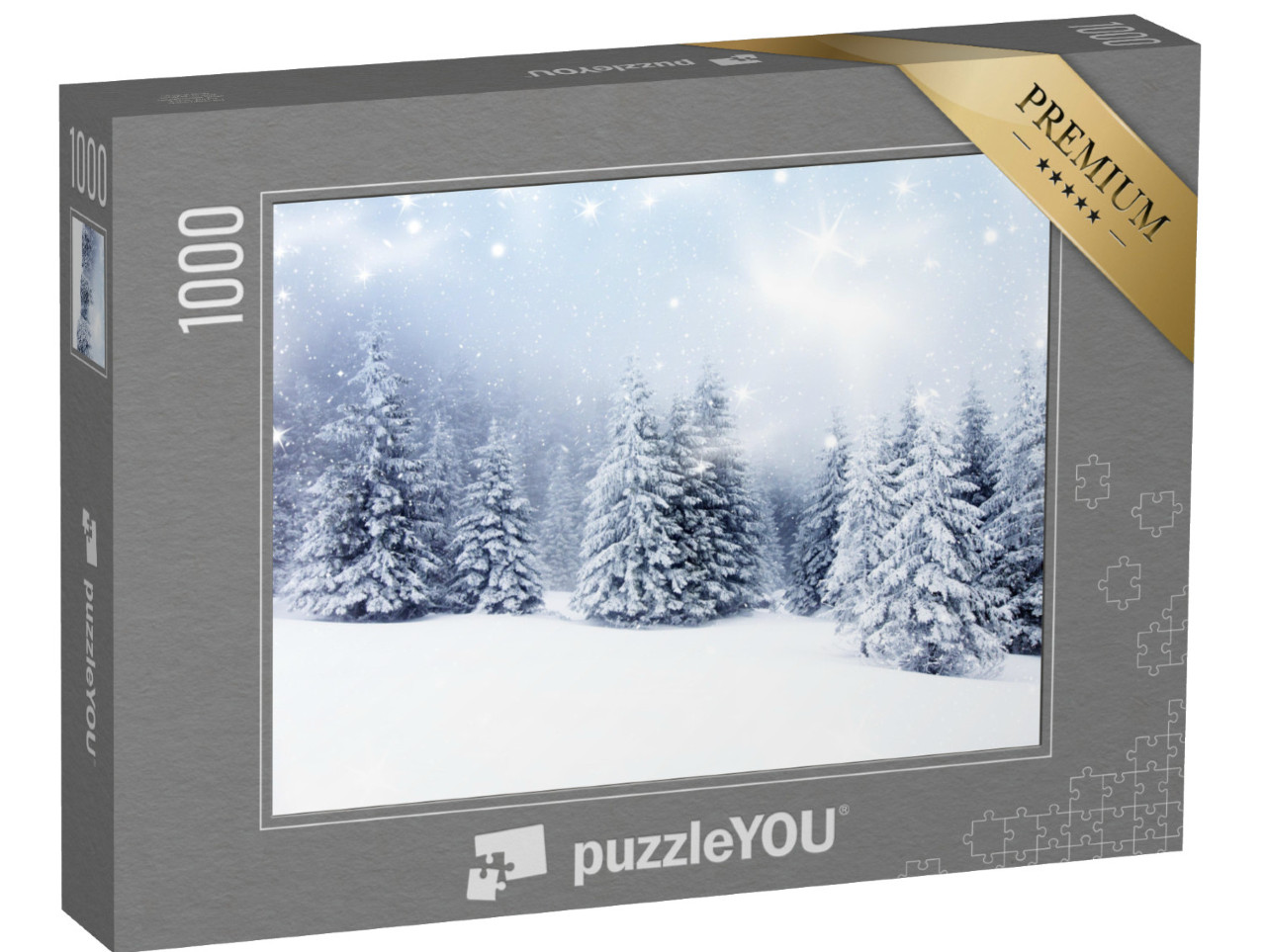 Puzzle 1000 Teile „Verschneite Tannenbäume zur Weihnachtszeit“