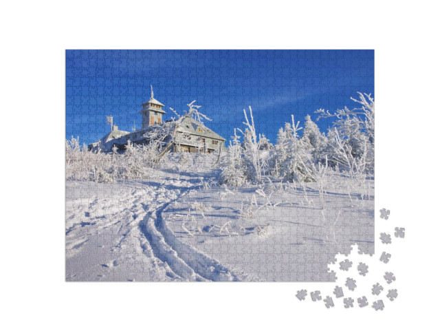 Puzzle 1000 Teile „Berg Fichtelberg im Winter“