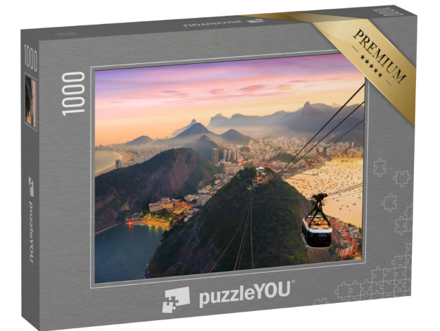 Puzzle 1000 Teile „Nachtansicht der Copacabana mit Zuckerhit, Brasilien“