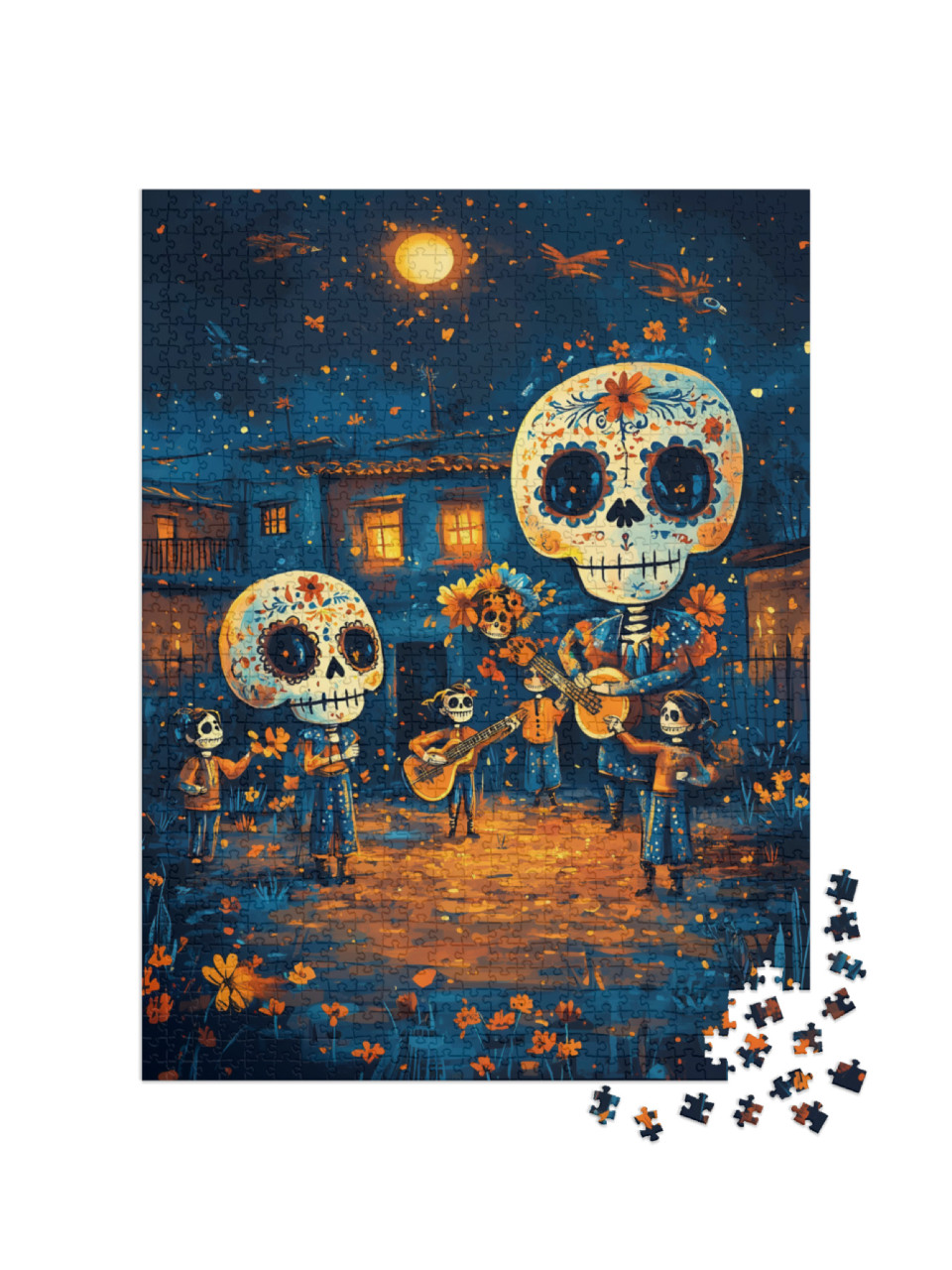 Puzzle 1000 Teile „Totenkopf Konzert Halloween“