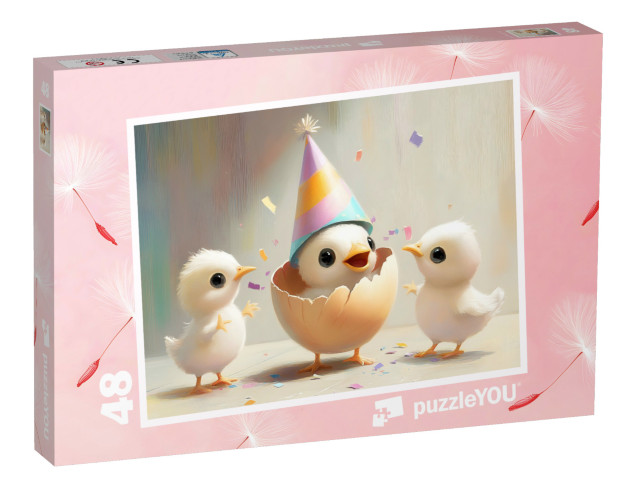 Puzzle 48 Teile „Küken feiern Osterparty“