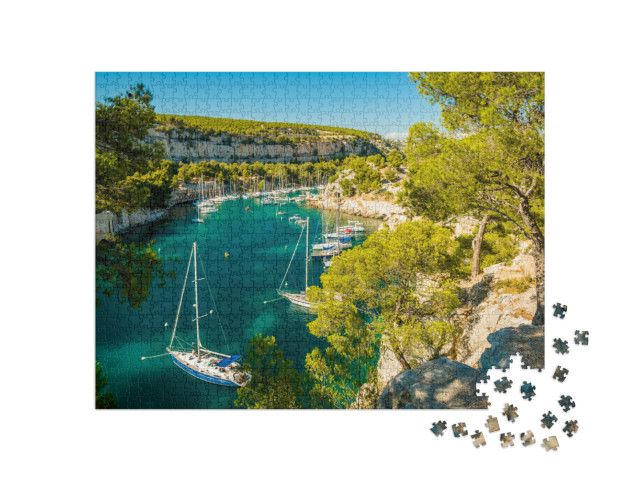 Puzzle 1000 Teile „Calanque de Port Miou - Fjord in der Nähe des Dorfes Cassis in der Provence in Frankre“