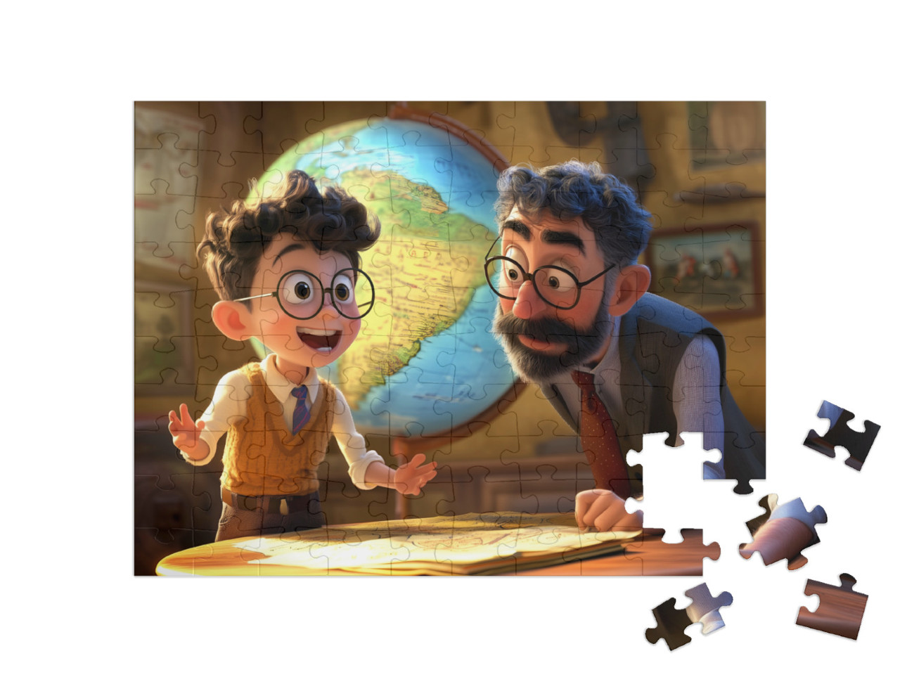 Puzzle 100 Teile „Die große Weltkarten-Expedition“