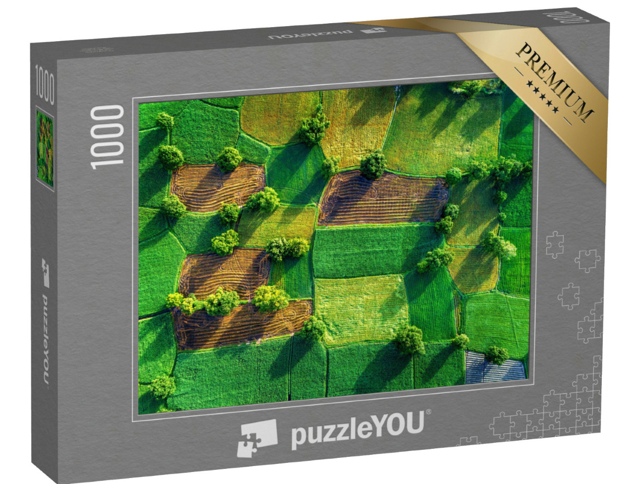 Puzzle 1000 Teile „Luftaufnahme von Reisfeldern im Mekong-Delta, Vietnam“