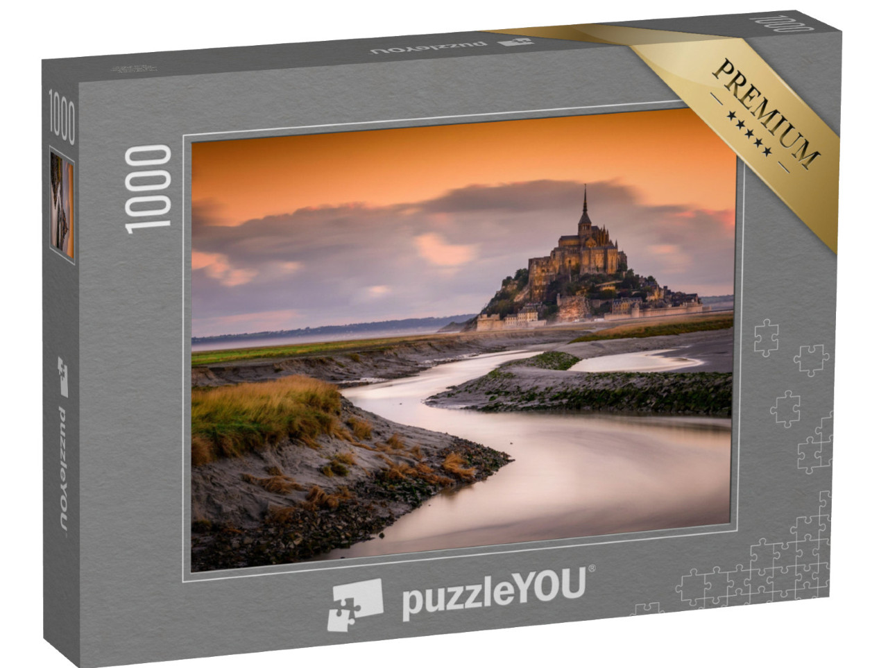 Puzzle 1000 Teile „Sonnenaufgang am Mont-Saint-Michel in der Normandie“