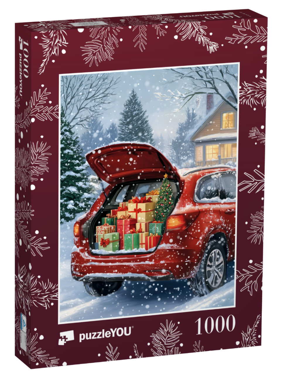 Puzzle 1000 Teile „Auto vollbeladen mit Geschenken“