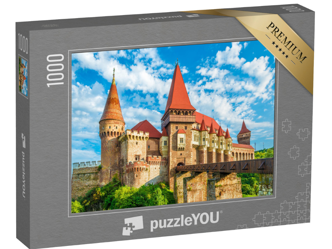 Puzzle 1000 Teile „Mittelalterliche Burg Hunyad Corvin, Stadt Hunedoara, Rumänien“