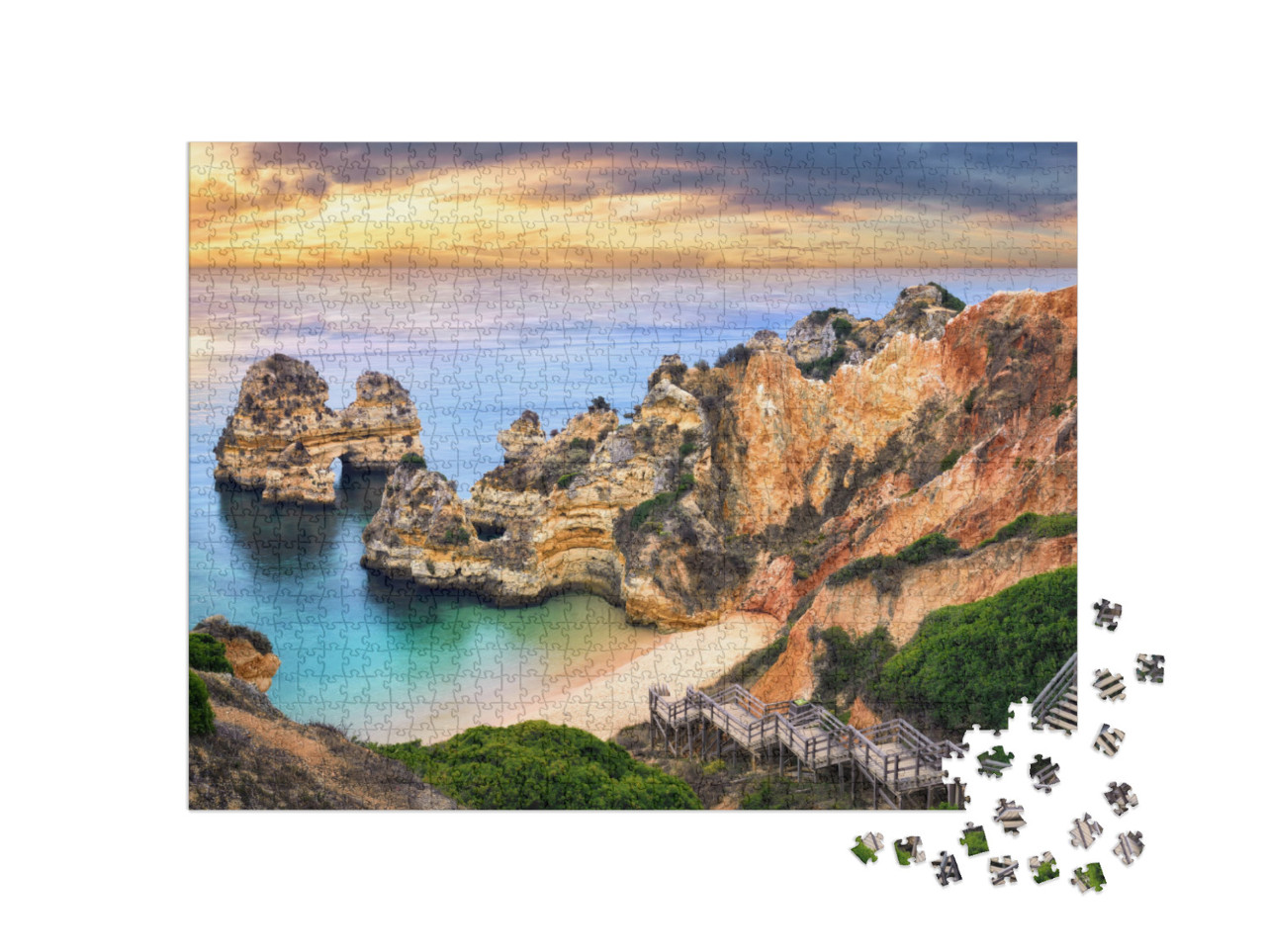 Puzzle 1000 Teile „Der wunderschöne Camilo-Strand in Lagos, Portugal“