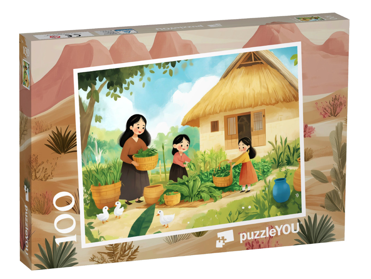 Puzzle 100 Teile „Auf Reise ins asiatische Dorf“