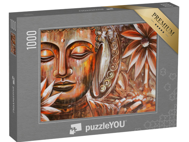 Puzzle 1000 Teile „Meditierender Buddha: Ölgemälde auf Leinwand“