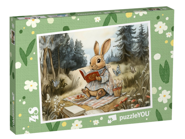 Puzzle 48 Teile „Auf der Frühlingswiese mit dem Lieblingsbuch“