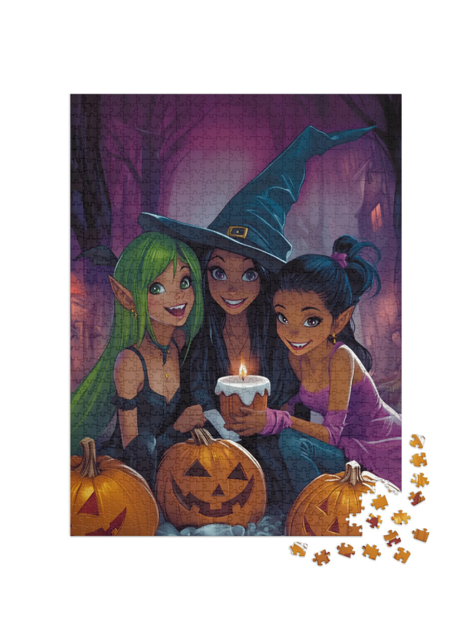 Puzzle 1000 Teile „Freundinnen feiern Halloween“