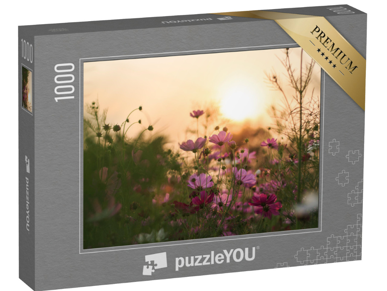 Puzzle 1000 Teile „Blühende Cosmea im Abendlicht“