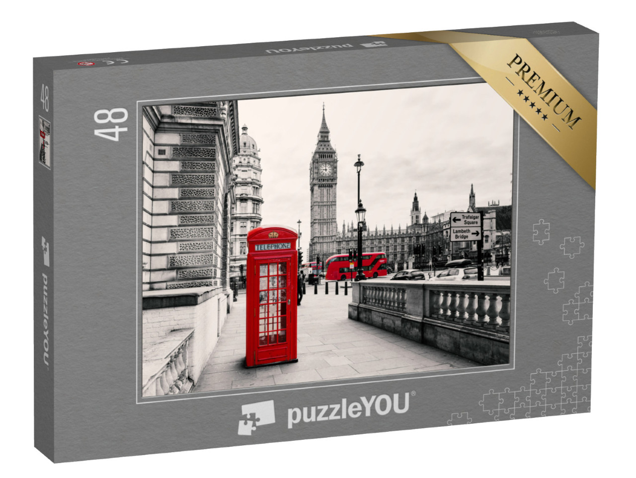 Puzzle 48 Teile „Rote Telefonzelle: Londons Wahrzeichen, England“