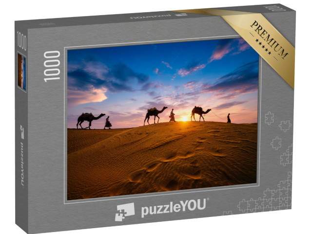 Puzzle 1000 Teile „Kameltreiber in den Sanddünen der Wüste Thar, Indien“
