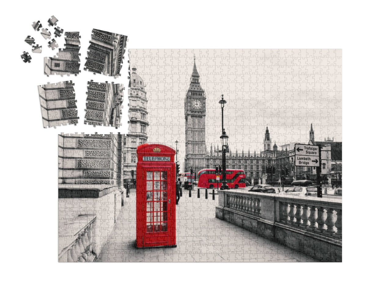 Puzzle „Rote Telefonzelle: Londons Wahrzeichen, England“ | SMART SORTED® 1000 Teile