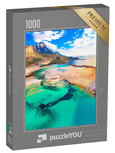 Puzzle 1000 Teile „Balos Lagune mit türkisfarbenem Wasser und weißem Sand, Kreta. Griechenland“