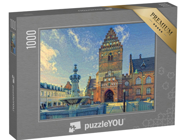 Puzzle 1000 Teile „im Stil von Paul-Cezanne - Rathaus in Roskilde - Puzzle-Kollektion Künstler & Gemälde“