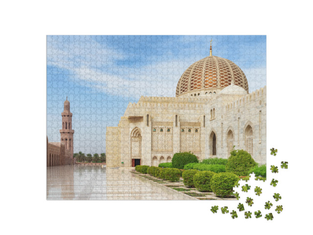 Puzzle 1000 Teile „Innenhof der Sultan Qaboos Grand Mosque in Muscat, Oman“