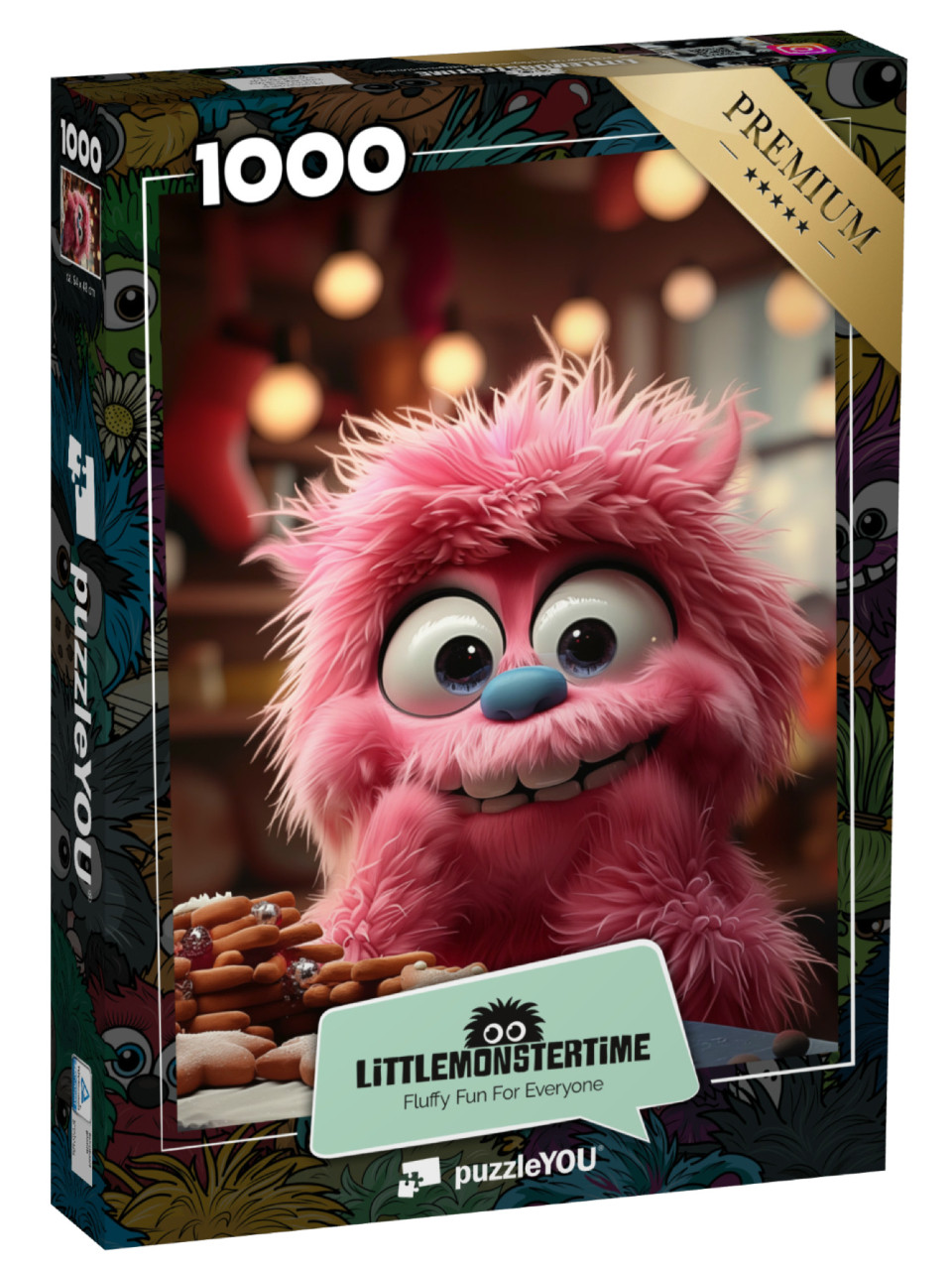 Puzzle 1000 Teile „LITTLEMONSTERTIME: Pinky Puff – Weihnachten“