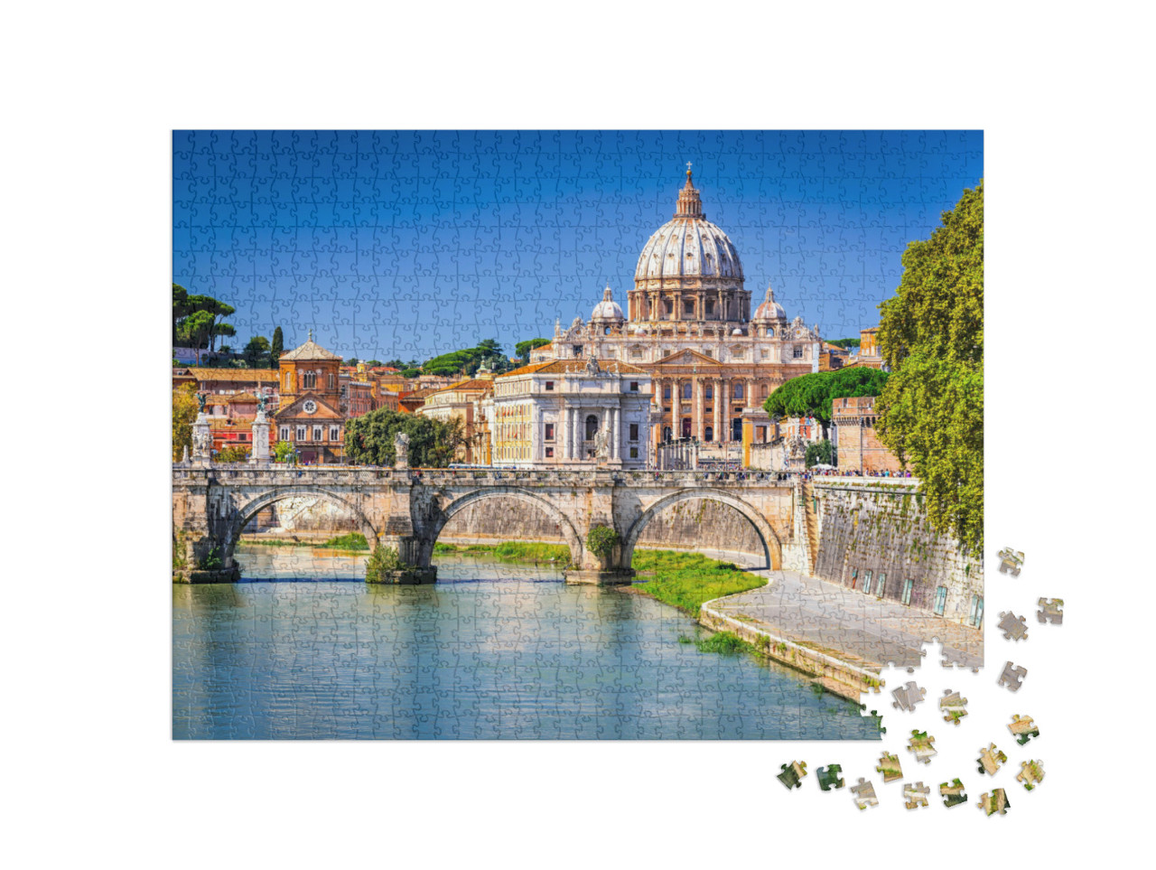 Puzzle 1000 Teile „Vatikan-Kuppel der Basilika St. Peter über den Tiber, Rom“