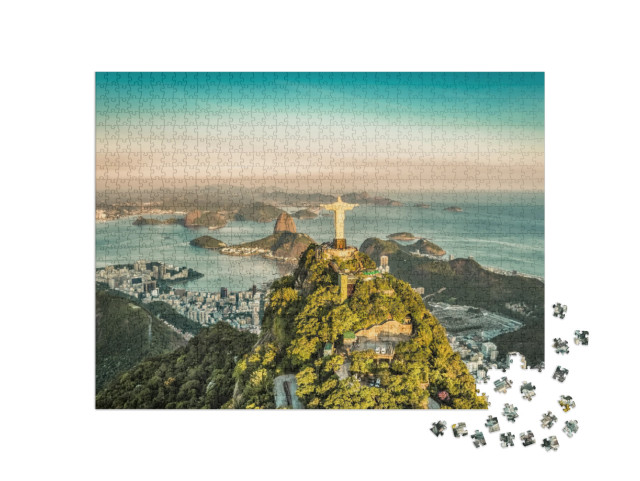 Puzzle 1000 Teile „Luftaufnahme der Botafogo-Bucht aus hohem Winkel, Rio de Janeiro“