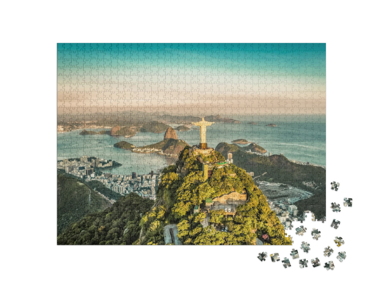 Puzzle 1000 Teile „Luftaufnahme der Botafogo-Bucht aus hohem Winkel, Rio de Janeiro“