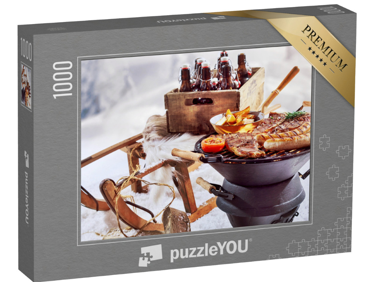 Puzzle 1000 Teile „Wintergrillen im Schnee“