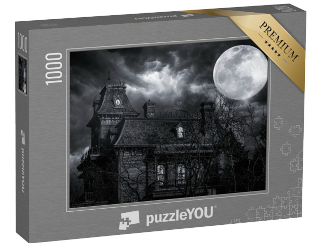 Puzzle 1000 Teile „Altes gruseliges Haus unter dem Vollmond“